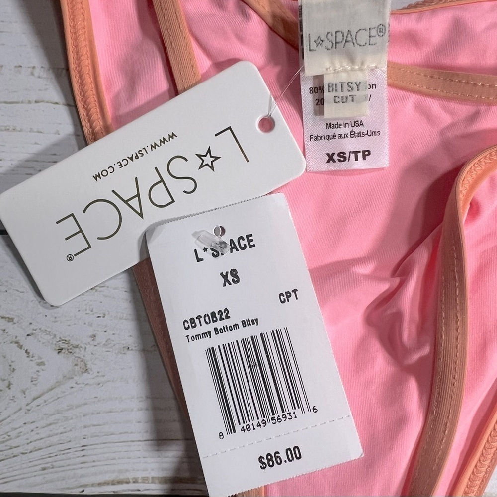 L*Space | Tommy Bitsy Bikini Bottom In Crystal Light Pink and Tangy | XS - Picture 6 of 8